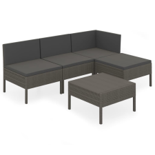 vidaXL 5 részes szürke polyrattan kerti ülőgarnitúra párnákkal (3094366) kerti bútor