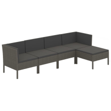 vidaXL 5 részes szürke polyrattan kerti ülőgarnitúra párnákkal (3094382) kerti bútor