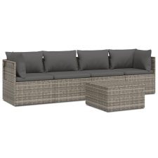 vidaXL 5 részes szürke polyrattan kerti ülőgarnitúra párnákkal (3157367) kerti bútor
