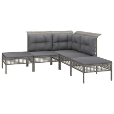 vidaXL 5 részes szürke polyrattan kerti ülőgarnitúra párnákkal (319663) kerti bútor