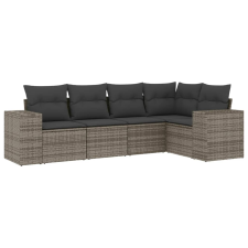 vidaXL 5 részes szürke polyrattan kerti ülőgarnitúra párnákkal (3222529) kerti bútor