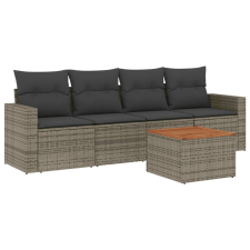 vidaXL 5 részes szürke polyrattan kerti ülőgarnitúra párnákkal (3224002) kerti bútor