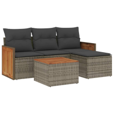 vidaXL 5 részes szürke polyrattan kerti ülőgarnitúra párnákkal (3227593) kerti bútor