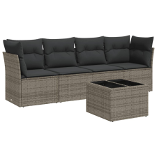 vidaXL 5 részes szürke polyrattan kerti ülőgarnitúra párnákkal (3249079) kerti bútor