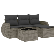 vidaXL 5 részes szürke polyrattan kerti ülőgarnitúra párnákkal (3253617) kerti bútor