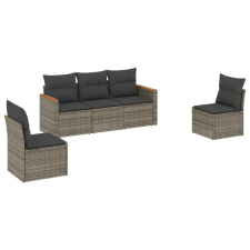 vidaXL 5 részes szürke polyrattan kerti ülőgarnitúra párnákkal (3258252) kerti bútor