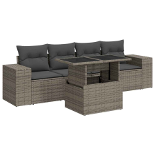 vidaXL 5 részes szürke polyrattan kerti ülőgarnitúra párnákkal (3326721) kerti bútor
