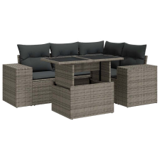 vidaXL 5 részes szürke polyrattan kerti ülőgarnitúra párnákkal (3326791) kerti bútor
