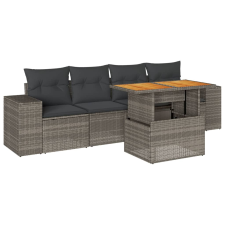 vidaXL 5 részes szürke polyrattan kerti ülőgarnitúra párnákkal (3327322) kerti bútor