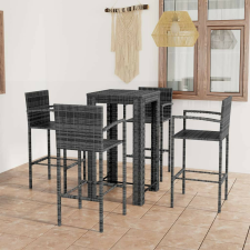 vidaXL 5 részes szürke polyrattan kültéri bárszett kartámasszal kerti bútor