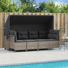 vidaXL 5 részes világosszürke polyrattan kerti ülőgarnitúra párnákkal kerti bútor