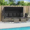 vidaXL 5 részes világosszürke polyrattan kerti ülőgarnitúra párnákkal