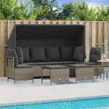 vidaXL 5 részes világosszürke polyrattan kerti ülőgarnitúra párnákkal kerti bútor