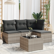vidaXL 5 részes világosszürke polyrattan kerti ülőgarnitúra párnákkal kerti bútor