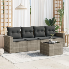 vidaXL 5 részes világosszürke polyrattan kerti ülőgarnitúra párnákkal kerti bútor