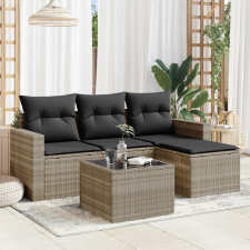 vidaXL 5 részes világosszürke polyrattan kerti ülőgarnitúra párnákkal kerti bútor