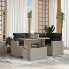 vidaXL 5 részes világosszürke polyrattan kerti ülőgarnitúra párnákkal kerti bútor