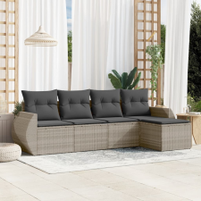 vidaXL 5 részes világosszürke polyrattan kerti ülőgarnitúra párnákkal kerti bútor