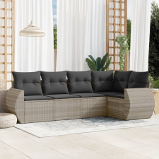 vidaXL 5 részes világosszürke polyrattan kerti ülőgarnitúra párnákkal kerti bútor