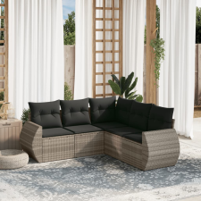 vidaXL 5 részes világosszürke polyrattan kerti ülőgarnitúra párnákkal kerti bútor