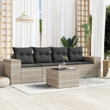 vidaXL 5 részes világosszürke polyrattan kerti ülőgarnitúra párnákkal kerti bútor