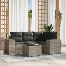 vidaXL 5 részes világosszürke polyrattan kerti ülőgarnitúra párnákkal kerti bútor