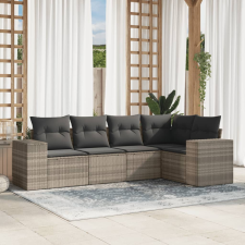 vidaXL 5 részes világosszürke polyrattan kerti ülőgarnitúra párnákkal kerti bútor