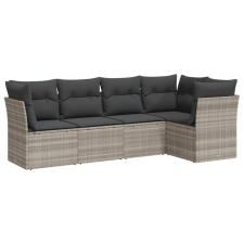 vidaXL 5 részes világosszürke polyrattan kerti ülőgarnitúra párnákkal (3249441) kerti bútor