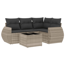 vidaXL 5 részes világosszürke polyrattan kerti ülőgarnitúra párnákkal (3253659) kerti bútor