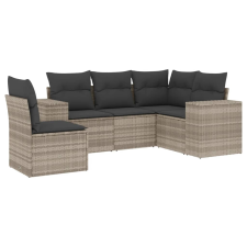 vidaXL 5 részes világosszürke polyrattan kerti ülőgarnitúra párnákkal (3254909) kerti bútor