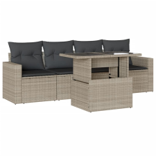 vidaXL 5 részes világosszürke polyrattan kerti ülőgarnitúra párnákkal (3267102) kerti bútor