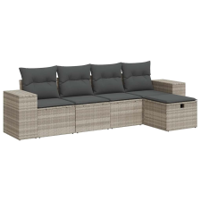 vidaXL 5 részes világosszürke polyrattan kerti ülőgarnitúra párnákkal (3325668) kerti bútor