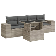 vidaXL 5 részes világosszürke polyrattan kerti ülőgarnitúra párnákkal (3326723) kerti bútor