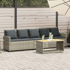 vidaXL 5 személyes világosszürke polyrattan kerti kanapé párnával kerti bútor