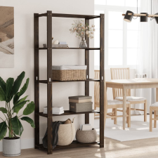 vidaXL 5 szintes fekete tömör fenyőfa tárolóállvány 80x38x170 cm (373407 VidaXL) bútor