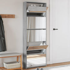 vidaXL 5 szintes szürke sonoma cipőszekrény tükörrel 63x17x169,5 cm bútor
