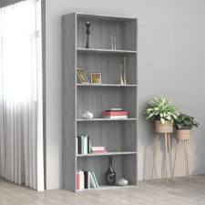 vidaXL 5 szintes szürke sonoma szerelt fa könyvszekrény 80x30x189 cm bútor