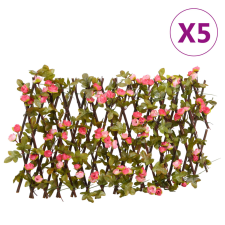 vidaXL 5db sötét rózsaszín bővíthető műborostyánrács 180 x 20 cm építőanyag