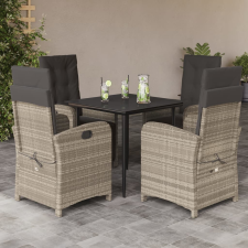 vidaXL 5részes világosszürke polyrattan kerti étkezőgarnitúra párnával kerti bútor