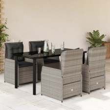 vidaXL 5részes világosszürke polyrattan kerti étkezőgarnitúra párnával kerti bútor