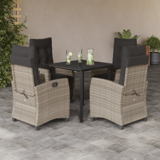 vidaXL 5részes világosszürke polyrattan kerti étkezőgarnitúra párnával kerti bútor