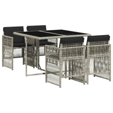 vidaXL 5részes világosszürke polyrattan kerti étkezőgarnitúra párnával (3210899) kerti bútor