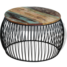 vidaXL 68x35 cm kerek szilárd újrahasznosított dohányzóasztal bútor