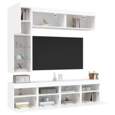 vidaXL 6 darabos fehér falra szerelhető TV-szekrényszett LED-ekkel bútor