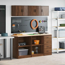 vidaXL 6 db barna tölgy színű szerelt fa garázs szekrények bútor