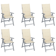 vidaXL 6 db dönthető tömör akácfa kerti szék párnával (3065319) kerti bútor