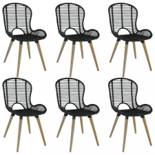vidaXL 6 db fekete természetes rattan étkezőszék bútor