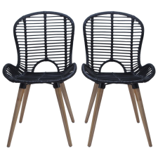 vidaXL 6 db fekete természetes rattan étkezőszék (275838) bútor