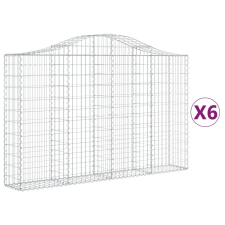 vidaXL 6 db íves horganyzott vas gabion kosár 200x30x120/140 cm (3145455) kerti tárolás