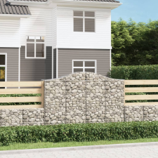 vidaXL 6 db íves horganyzott vas gabion kosár 200x50x140/160 cm kerti tárolás